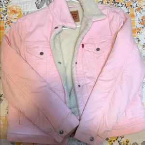 Levi's pink fur Jean jacket